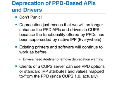 PPD Deprecationの意味を説明するスライド