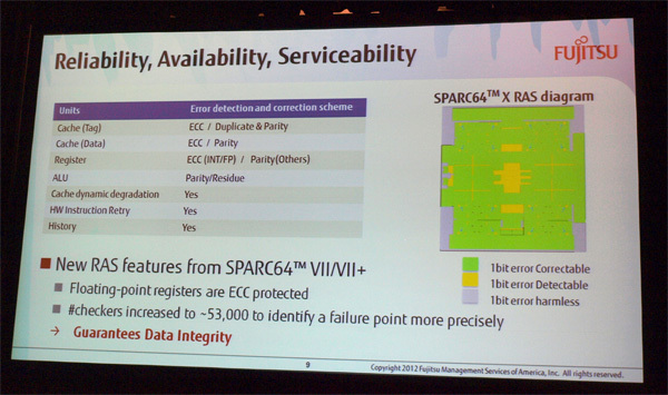 SPARC64 Xは信頼性を徹底的に追及、全回路にエラー検出機構とリカバリ機構を装備している