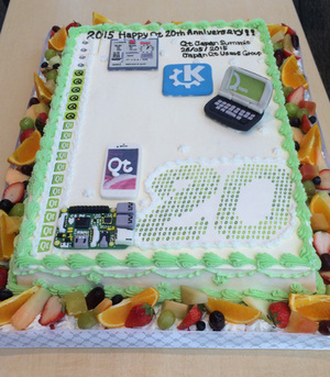 ユーザー会製のQt20周年ケーキ